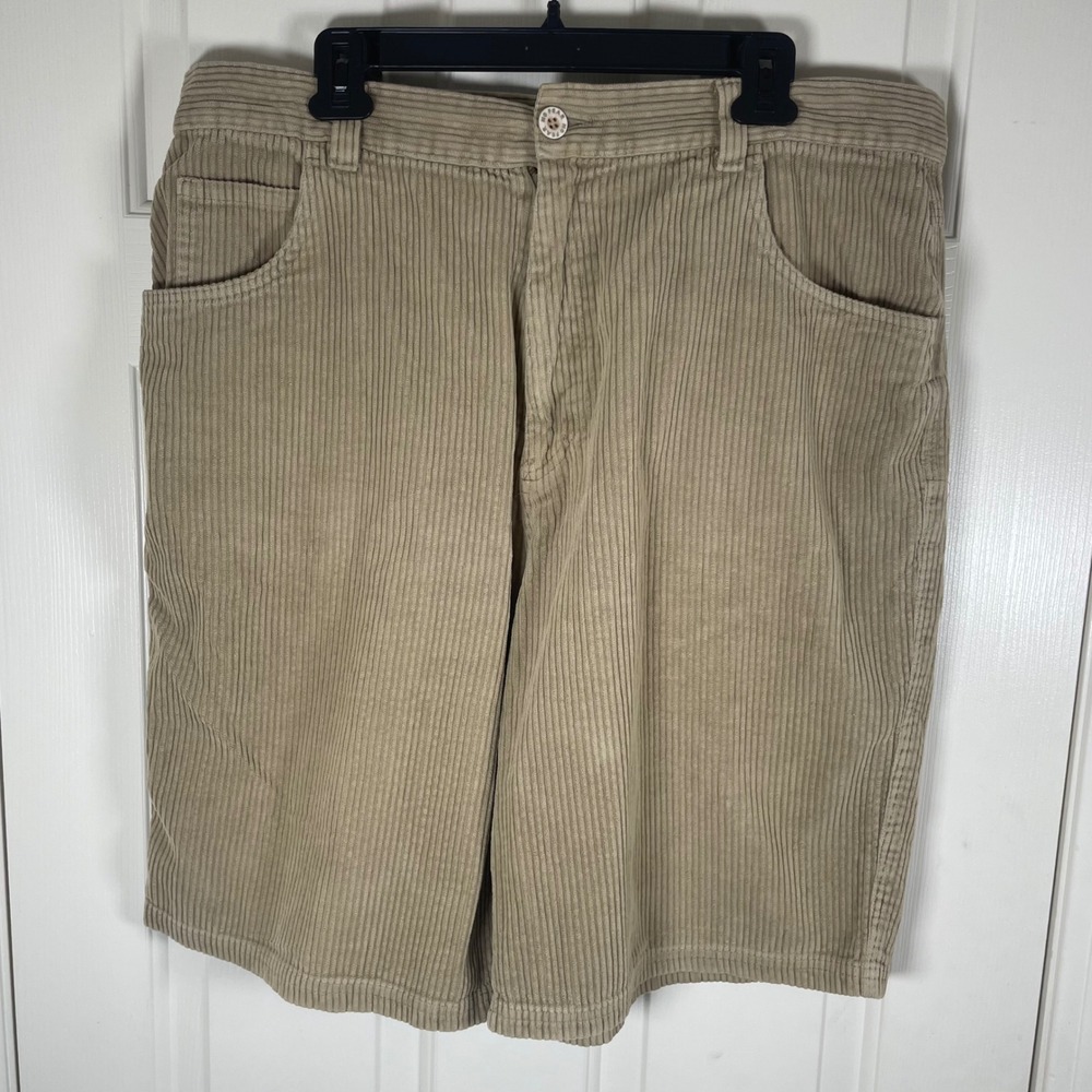 No Fear Baggy Corduroy Shorts Men 38 Tan Casual Cotton Skater Moto 2000's EUC - Picture 2 of 8